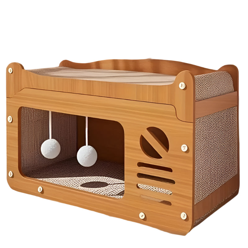 2-in-1 Katzenhaus mit Kratzfläche