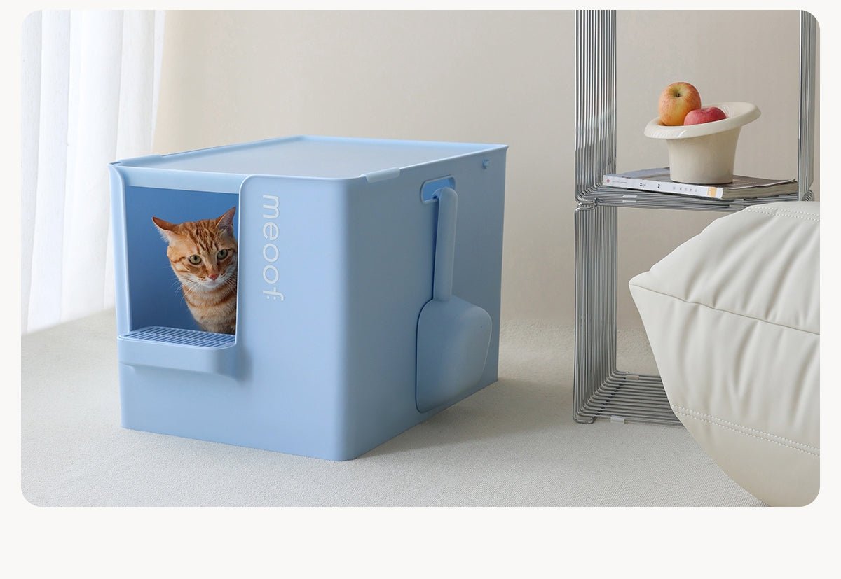 Meoof - Halbgeschlossene Katzentoilette mit Trittstufe