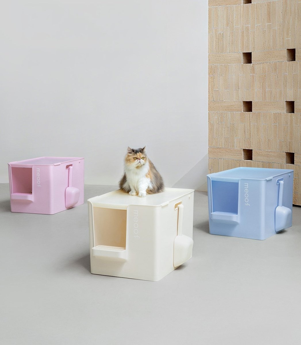 Meoof - Halbgeschlossene Katzentoilette mit Trittstufe
