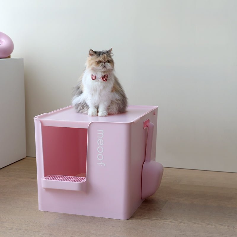 Meoof - Halbgeschlossene Katzentoilette mit Trittstufe