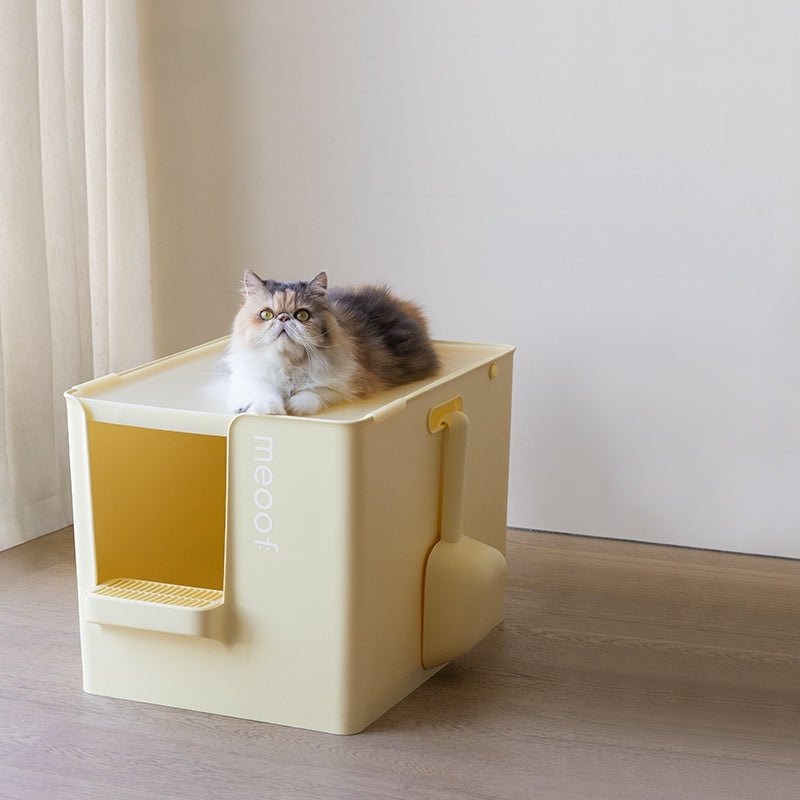 Meoof - Halbgeschlossene Katzentoilette mit Trittstufe